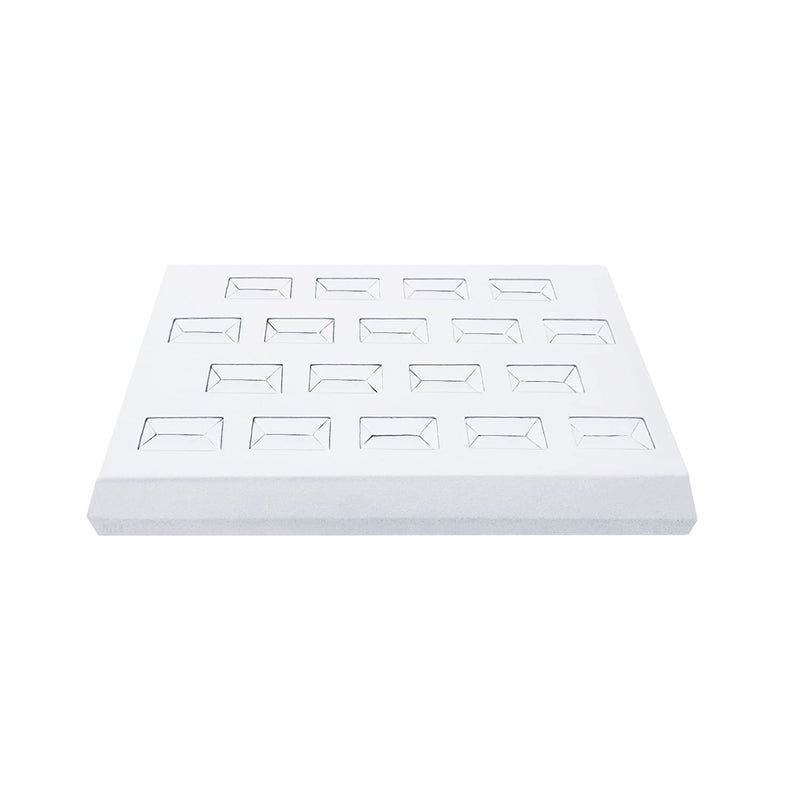 MOOCA 18 Slots Ring Tray Display, Slotted Ring Showcase Display Jewelry Organizer Stand, Jewelry Holder for Showcase, Premium White Leatherette - Image 3